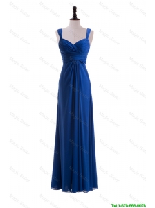 Cheap Custom Made Empire Straps Prom Dresses with Ruching in Blue