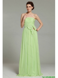 New Arrivals Apple Green Brush Train Prom Dresses in Bowknot and Ruching