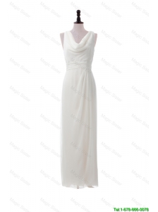 Pretty Discount Empire V Neck Long Prom Dresses in White