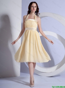 Brand New Halter Top Short Prom Dresses in Yellow