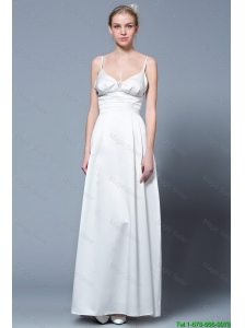 Empire Spaghetti Straps Simple Prom Dresses in White