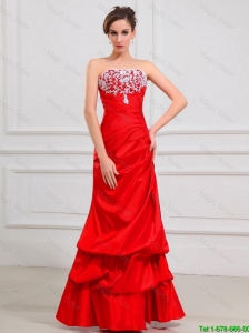 New Arrivals Column Strapless Appliques Prom Dresses in Red