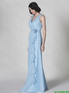 New Arrivals Hand Made Flower and Ruffles Light Blue Prom Dresses
