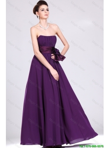 New Arrivals Strapless Prom Dresses with Ruching and Bowknot