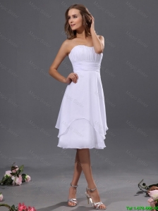 Romantic 2016 Ruching Short Prom Dresses in White