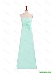 Pretty Elegant A Line Strapless Prom Dresses with Hand Made Flowers