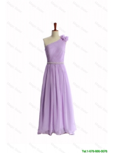 Cheap Perfect Hand Made Flower and Belt Lilac Prom Dresses with Brush Train