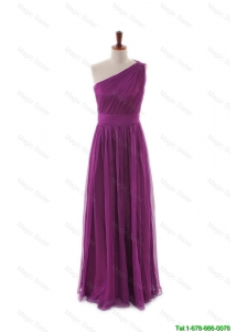 Pretty Luxurious One Shoulder Pleats and Belt Long Prom Dresses