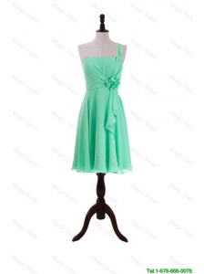 Cheap 2016 Summer Apple Green Prom Dresses with Hand Made Flower and Ruffles