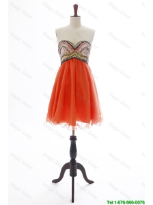Cheap The Brand New Beading Orange Red Short Prom Dress for 2016