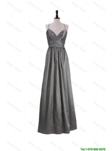 Perfect Gorgeous A Line Spaghetti Straps Prom Dresses with Belt in Grey