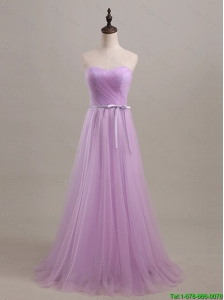 Pretty Beautiful Sweetheart Lilac Long Prom Dresses with Sweep Train