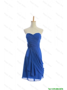 Beautiful Customize Hand Made Flowers and Ruching Short Prom Dresses in Royal Blue