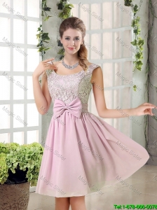 Custom Made A Line Straps Bridesmaid Dresses with Bowknot