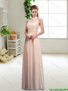 Elegant Laced and Bowknot Bridesmaid Dresses with Halter Top