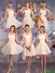 Delicate Champagne Prom Dresses with Hand Made Flowers