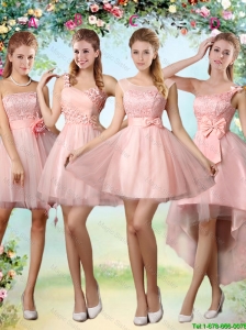 Popular A Line Pink Prom Dresses with Lace and Appliques