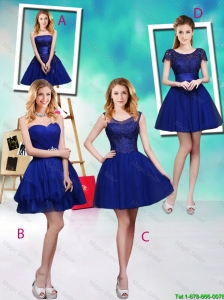 Wonderful Mini Length Royal Blue Prom Dresses with Appliques