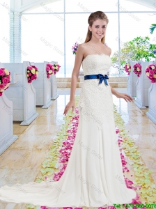 2016 Beautiful Empire Wedding Gowns with Lace and Bowknot