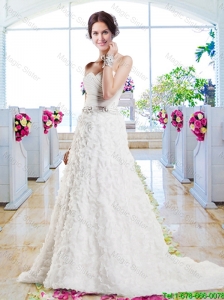 Affordable A Line Sweetheart Wedding Gowns with Appliques