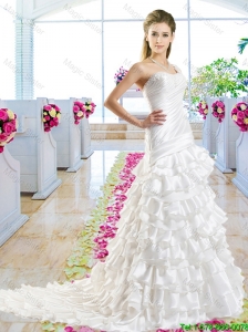 Beautiful One Shoulder Bridal Gowns with Ruffled Layers