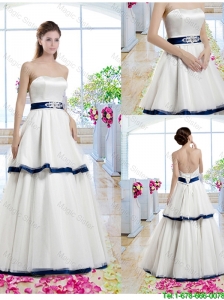 Classical A Line Strapless Bridal Gowns with Belt
