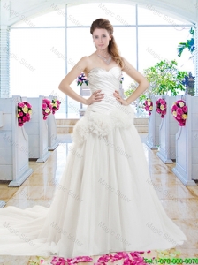 Fashionable Hand Made Flowers Bridal Gowns with Sweetheart