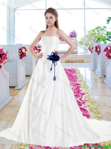 Fashionable Hand Made Flowers Wedding Gowns with A Line