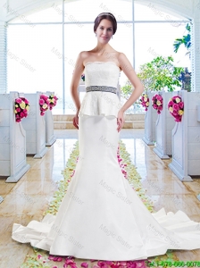 Inexpensive Mermaid Wedding Dresses with Lace and Belt