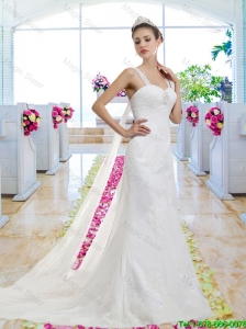 Perfect Straps Lace Up Wedding Dresses with Appliques