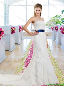 Popular 2016 Appliques and Belt Wedding Dresses with Strapless