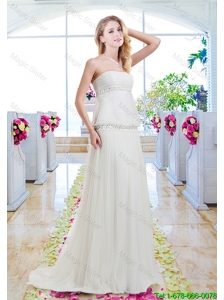 Simple Empire Wedding Gowns with Appliques