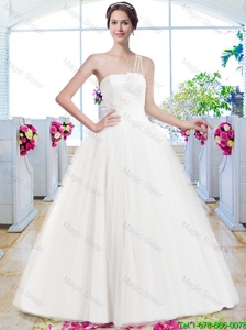 Wonderful A Line One Shoulder Wedding Dresses with Appliques