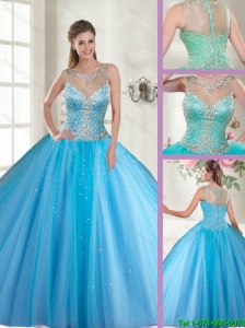 Beautiful Scoop Tulle Quinceanera Dresses with Beading