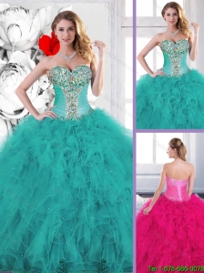 Popular Beading Quinceanera Dresses with Ruffles for 2016 Spring