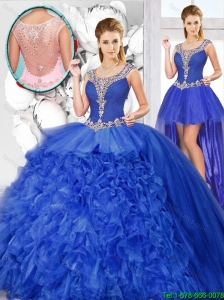 Perfect Ball Gown Beaded Detachable Quinceanera Dresses with Scoop