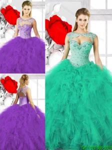 Pretty Beading Sweetheart Quinceanera Dresses with Ruffles