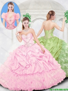 Newest Sweetheart Beading Pink Quinceanera Gowns for 2016