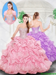 Pretty Ball Gown Sweetheart Beading Rose Pink Quinceanera Dresses