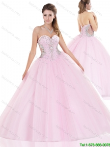 Beautiful Sweetheart Pink Quinceanera Gowns with Beading