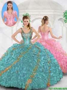 Cheap Beading and Ruffles Sweet 16 Dresses with Straps