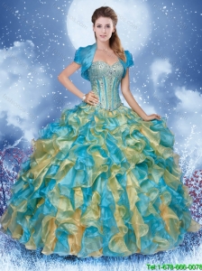 Cheap Multi Color Quinceanera Gowns with Beading and Ruffles