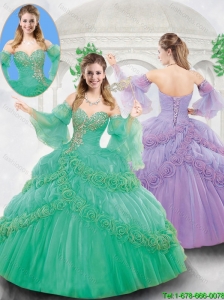 Gorgeous Beading Quinceanera Gowns with Hand Made Flowers