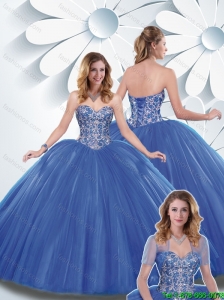 Beautiful Blue Ball Gown Quinceanera Dresses with Beading