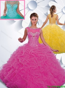 Gorgeous Beading Hot Pink Quinceanera Dresses with Bateau