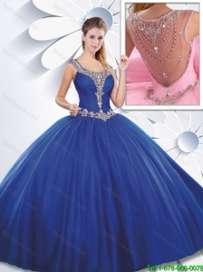 New Style Scoop Beading Quinceanera Dresses with Side Zipper