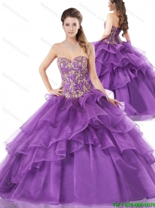 Fashionable Ball Gown Purple Quinceanera Gowns with Beading