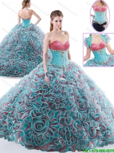 Gorgeous Beaded Brush Train Sweet 16 Dresses in Multi Color