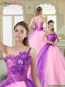 2016 Spring Elegant Hand Made Flowers Sweetheart Quinceanera Dresses in Multi Color