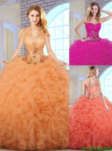 2016 Elegant Ball Gown Sweetheart Quinceanera Dresses with Ruffles
